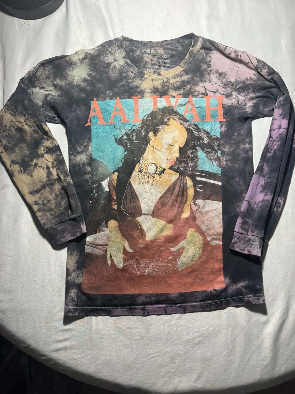 Aaliyah Graphic Long Sleeve Tie Dye Shirt
